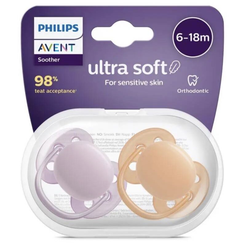 پستانک ارتودنسی اونت ۶-۱۸ ماه دخترانه Avent ultrasoft 1