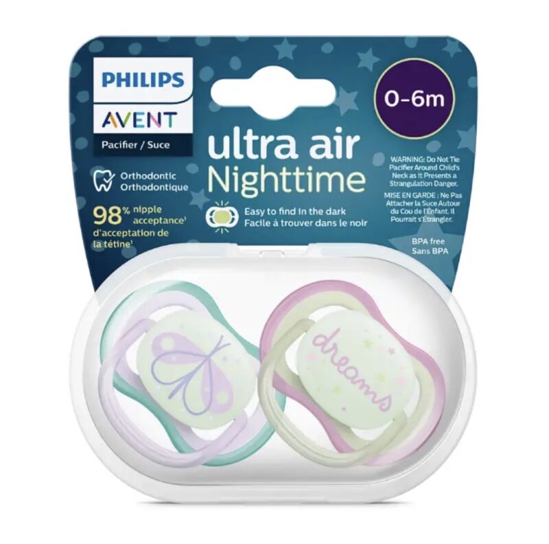 پستانک ارتودنسی شب تاب اونت ۰-۶ ماه Avent Ultraair 1