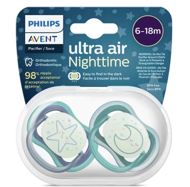 پستانک ارتودنسی شب تاب اونت ۶-۱۸ ماه UltraAir avent 1