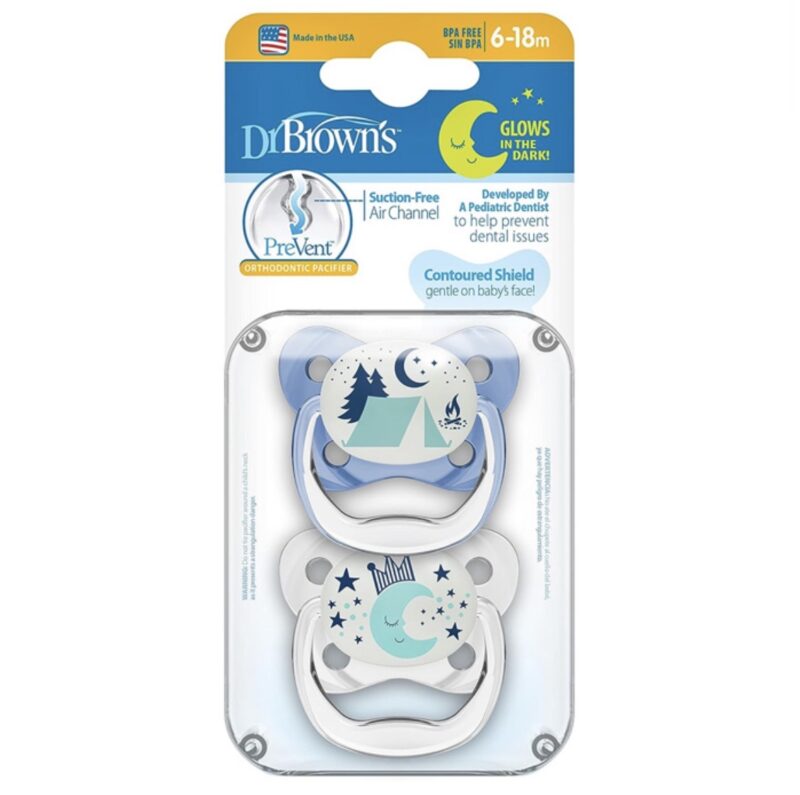 پستانک ارتودنسی دوعددی شب تاب (6تا18ماه) دکتر براونز dr browns 1